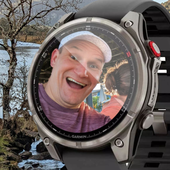 Photo of my face as a Garmin watch face